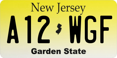 NJ license plate A12WGF