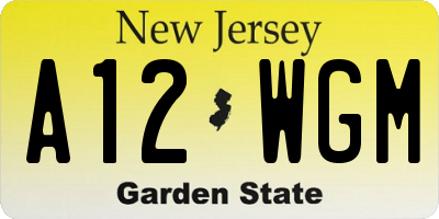 NJ license plate A12WGM