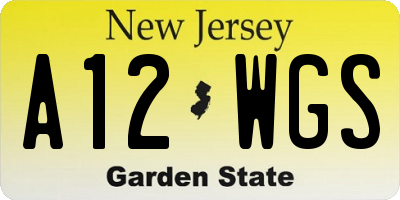 NJ license plate A12WGS