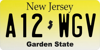 NJ license plate A12WGV
