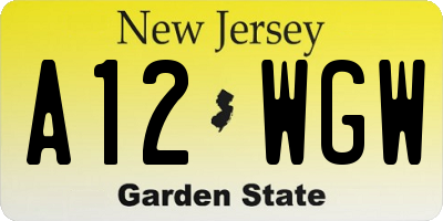 NJ license plate A12WGW
