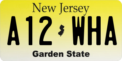 NJ license plate A12WHA