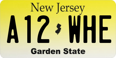 NJ license plate A12WHE