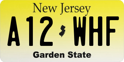 NJ license plate A12WHF