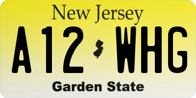 NJ license plate A12WHG