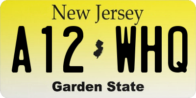 NJ license plate A12WHQ