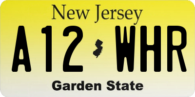 NJ license plate A12WHR