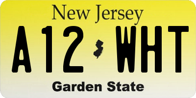 NJ license plate A12WHT