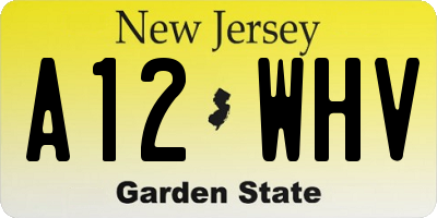 NJ license plate A12WHV