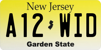 NJ license plate A12WID