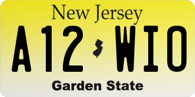 NJ license plate A12WIO