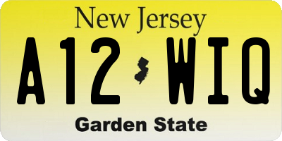 NJ license plate A12WIQ