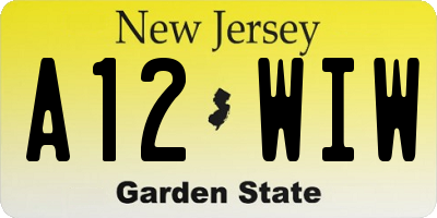NJ license plate A12WIW