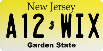 NJ license plate A12WIX