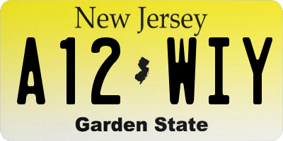 NJ license plate A12WIY