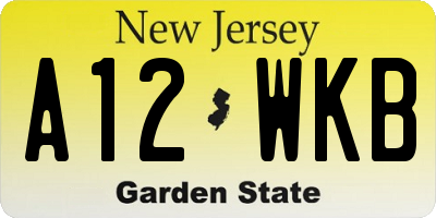 NJ license plate A12WKB