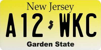NJ license plate A12WKC