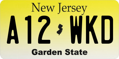 NJ license plate A12WKD
