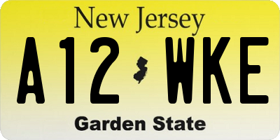 NJ license plate A12WKE
