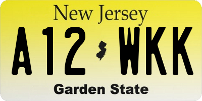 NJ license plate A12WKK