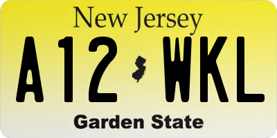 NJ license plate A12WKL