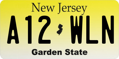NJ license plate A12WLN
