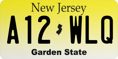 NJ license plate A12WLQ