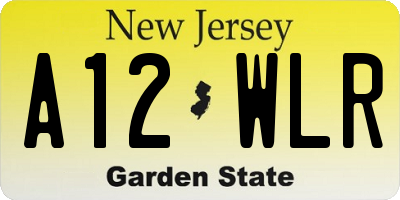 NJ license plate A12WLR