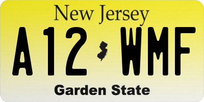 NJ license plate A12WMF