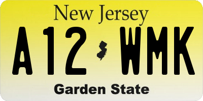 NJ license plate A12WMK