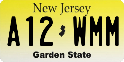 NJ license plate A12WMM