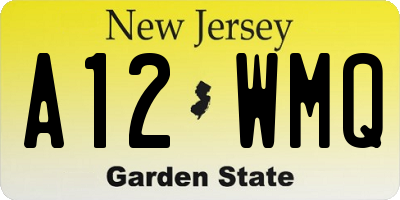 NJ license plate A12WMQ