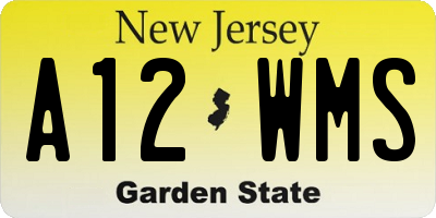 NJ license plate A12WMS