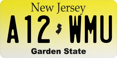 NJ license plate A12WMU