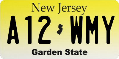 NJ license plate A12WMY