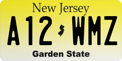 NJ license plate A12WMZ