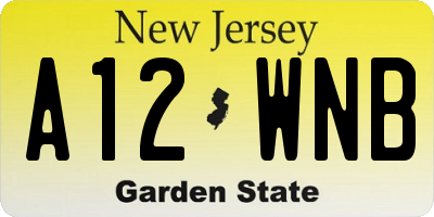 NJ license plate A12WNB