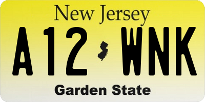 NJ license plate A12WNK