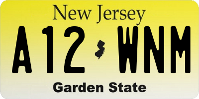 NJ license plate A12WNM