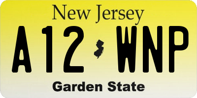NJ license plate A12WNP