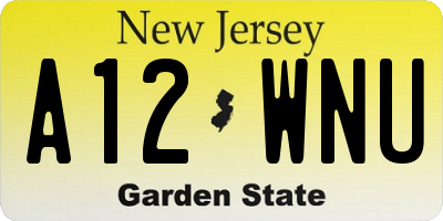 NJ license plate A12WNU