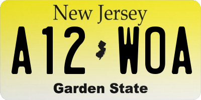 NJ license plate A12WOA