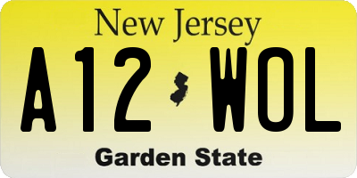 NJ license plate A12WOL