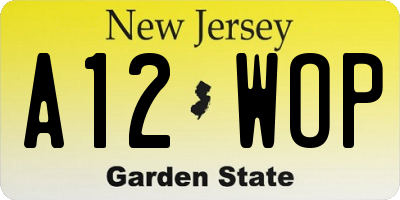 NJ license plate A12WOP