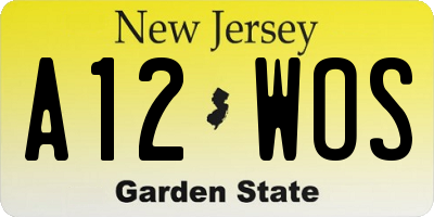NJ license plate A12WOS
