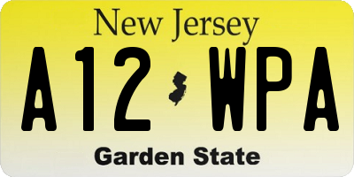 NJ license plate A12WPA