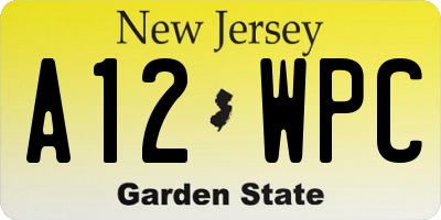NJ license plate A12WPC