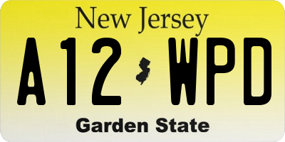 NJ license plate A12WPD