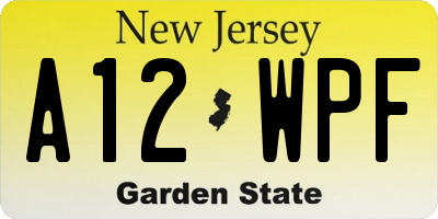 NJ license plate A12WPF