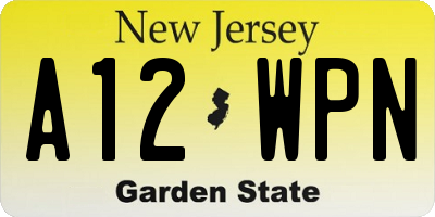 NJ license plate A12WPN